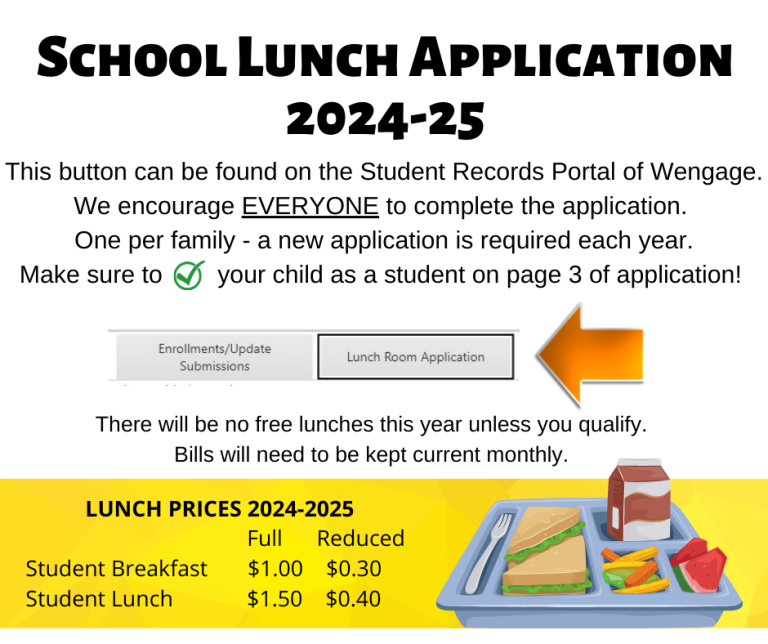 School Lunch Application 2024-25